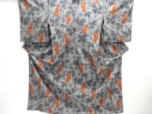 葡萄唐草模様織り出し手織り紬着物